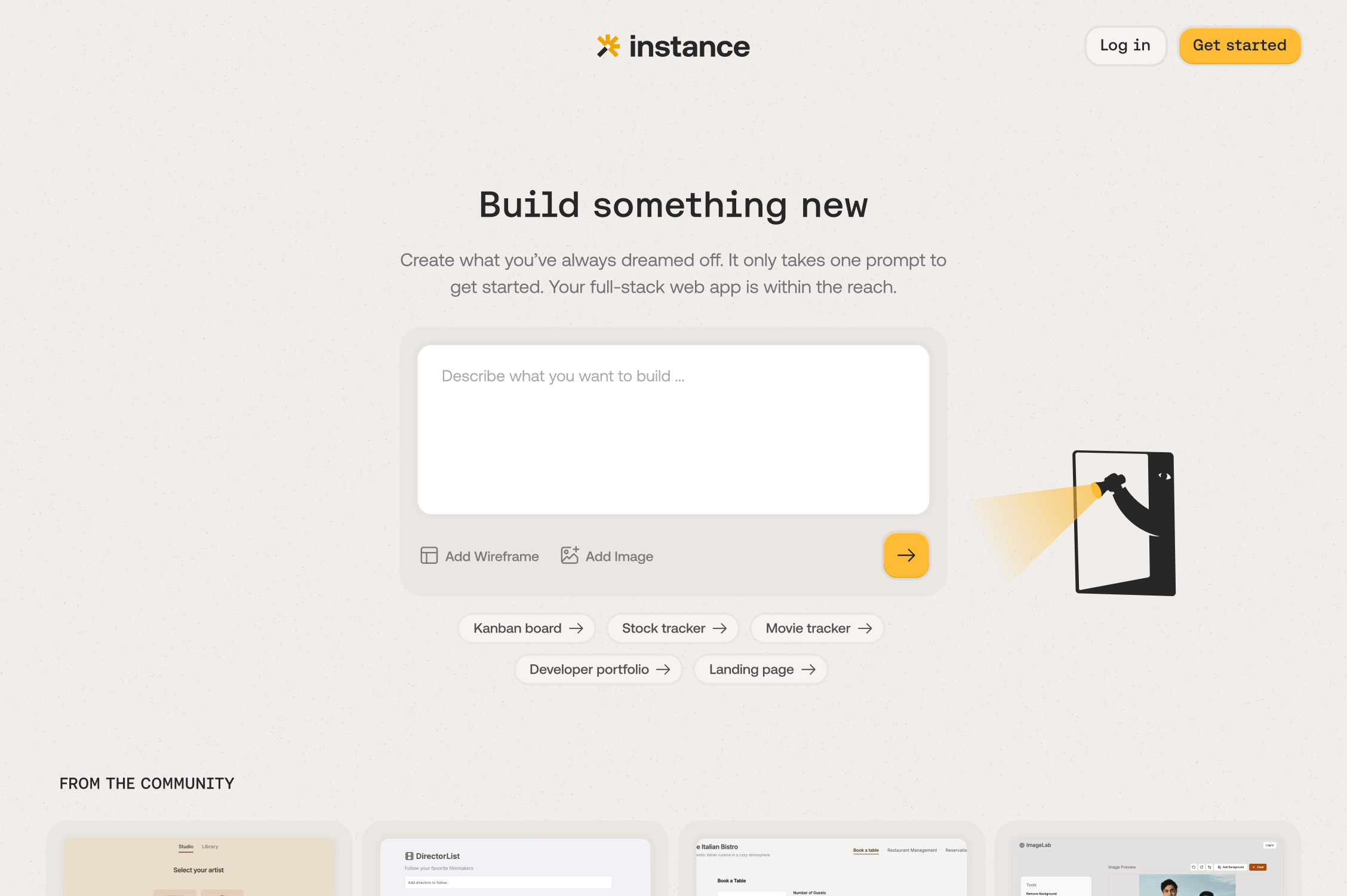 Instance landing page