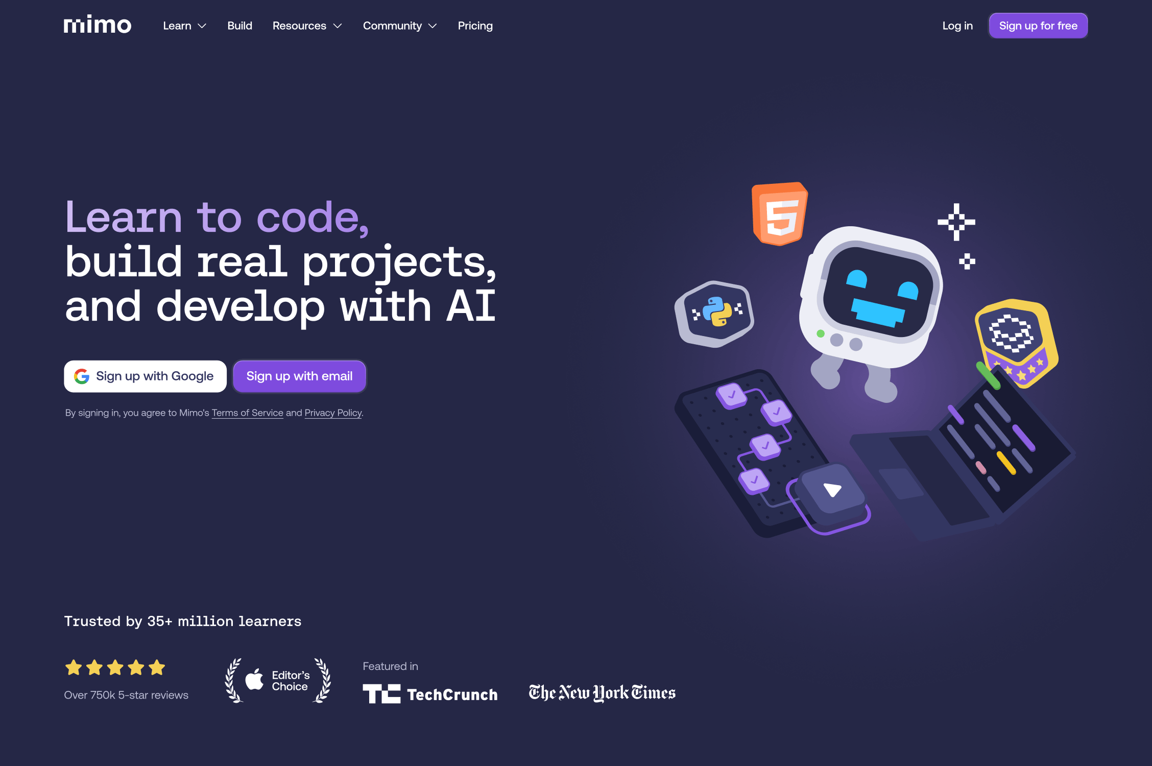 Mimo landing page